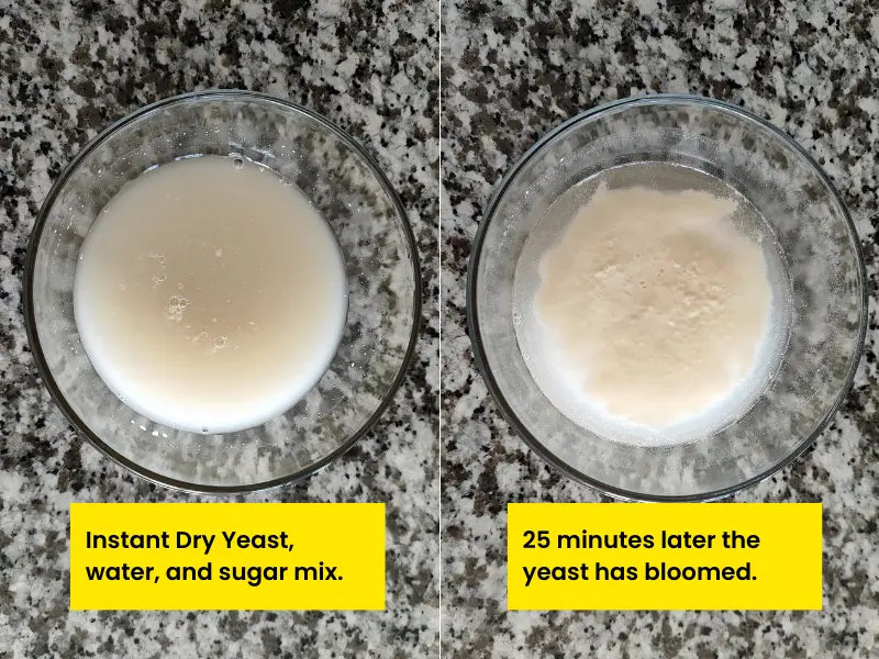 Preparing the yeast. This is called blooming.