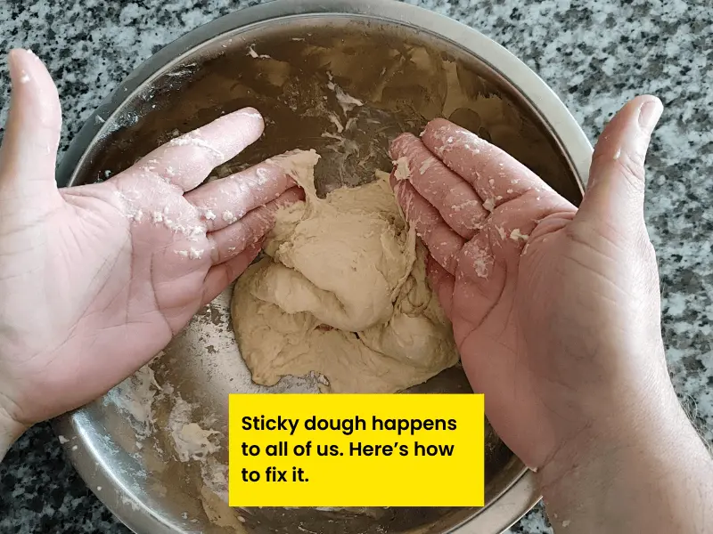 Sticky pizza dough can be fixed.